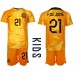 Cheap Netherlands Frenkie de Jong #21 Home Football Kit Children World Cup 2022 Short Sleeve (+ pants)